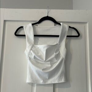 Cider White Rouched Sleeveless Tank Top